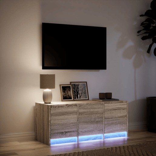 Móvel de TV - Modulo de TV - Armário de TV com luzes LED derivados de madeira carvalho sonoma