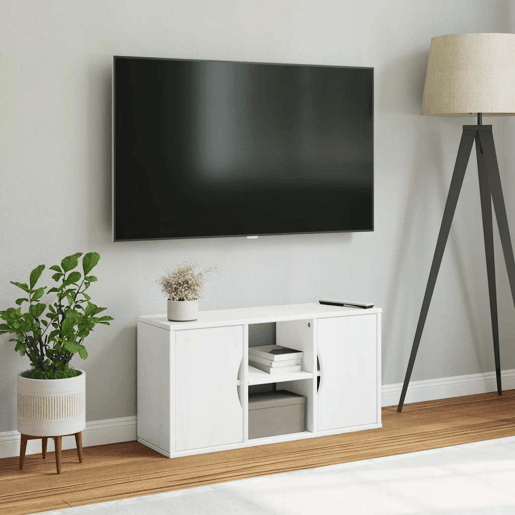 Armário para TV - Móvel TV 79x24x40 cm Madeira maciça de pinho Branco
