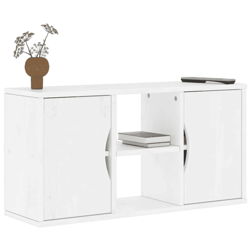 Armário para TV - Móvel TV 79x24x40 cm Madeira maciça de pinho Branco