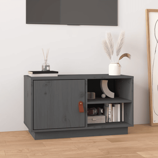 Móvel de TV - Modulo de TV - Armário de TV 70x34x40 cm madeira de pinho maciça cinzento