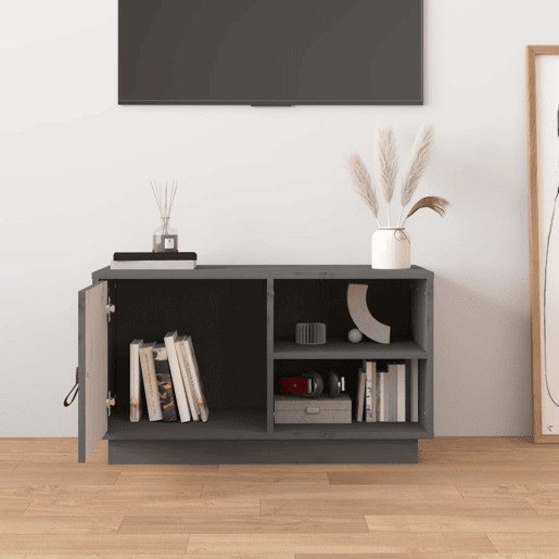 Móvel de TV - Modulo de TV - Armário de TV 70x34x40 cm madeira de pinho maciça cinzento