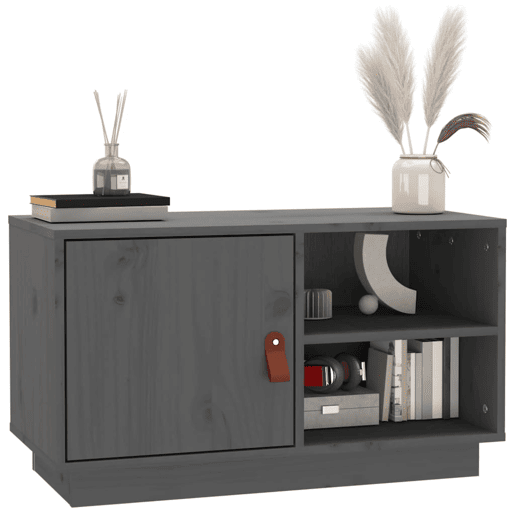 Móvel de TV - Modulo de TV - Armário de TV 70x34x40 cm madeira de pinho maciça cinzento