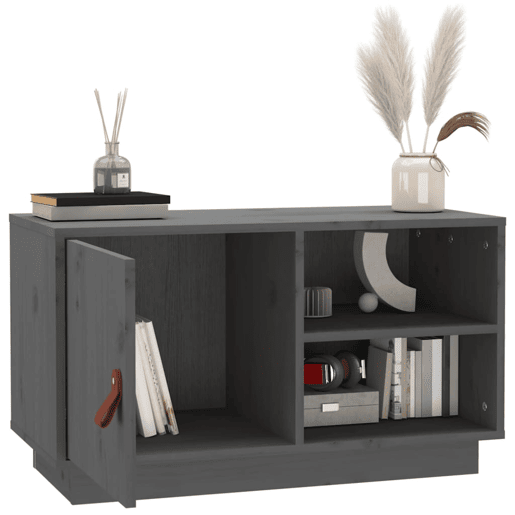 Móvel de TV - Modulo de TV - Armário de TV 70x34x40 cm madeira de pinho maciça cinzento