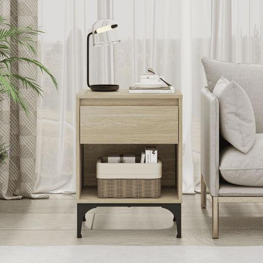 Mesa de apoio Kistiandi 62x46x40 cm aspeto carvalho, leve en.casa
