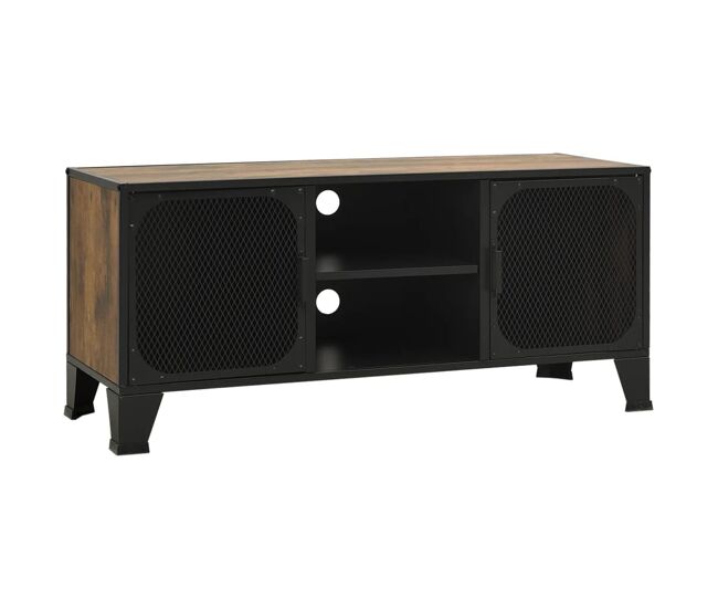 Mueble tv - mesa de tv metal y mdf marrón rústico 105x36x47 cm