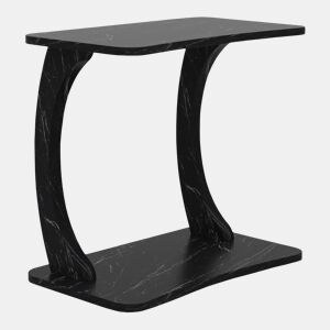 Mesa de apoio em forma de C Stattela 59x35x56 cm mármore, preto en.casa