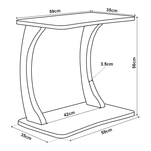 Mesa de apoio em forma de C Stattela 59x35x56 cm mármore, preto en.casa