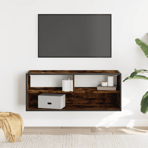 Móvel p TV, Armário de TV 100x31x39,5 cm deriv. madeirametal carvalho fumado