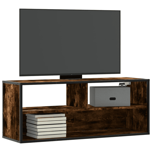Móvel p TV, Armário de TV 100x31x39,5 cm deriv. madeirametal carvalho fumado