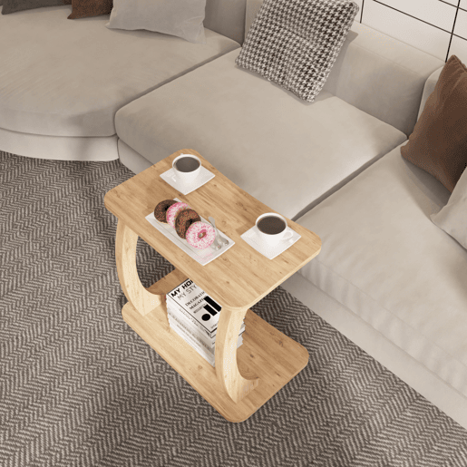 Mesa de apoio em forma de C Stattela 59x35x56 cm efeito madeira en.casa