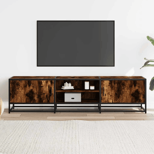 Móvel p TV, Armário de TV 160x35x41cm derivados madeirametal carvalho fumado