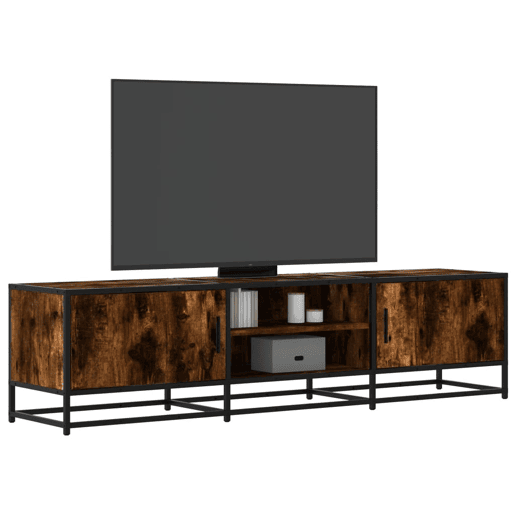 Móvel p TV, Armário de TV 160x35x41cm derivados madeirametal carvalho fumado