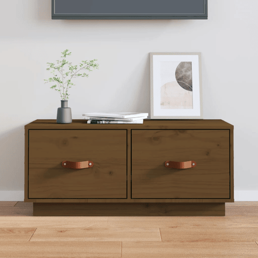 Móvel de TV - Modulo de TV - Armário de TV 80x34x35 cm madeira de pinho maciça castanho mel