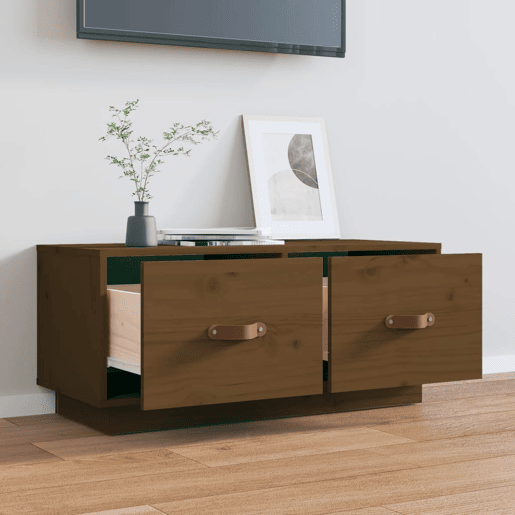 Móvel de TV - Modulo de TV - Armário de TV 80x34x35 cm madeira de pinho maciça castanho mel