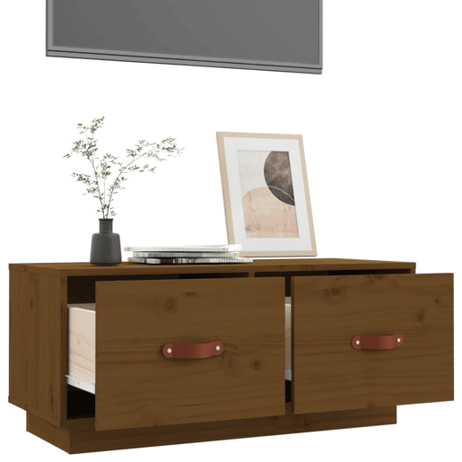 Móvel de TV - Modulo de TV - Armário de TV 80x34x35 cm madeira de pinho maciça castanho mel