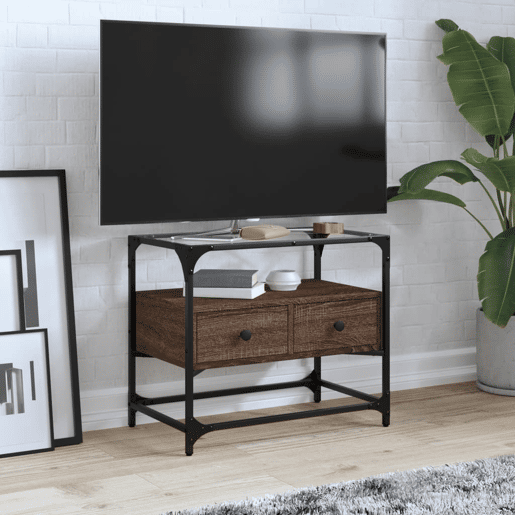 Móvel de TV - Modulo de TV - Armário de TV c tampo vidro derivados madeira carvalho castanho