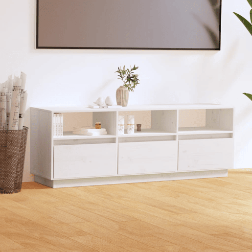 Móvel de TV - Modulo de TV - Armário de TV 140x37x50 cm madeira de pinho maciça branco