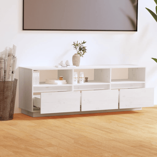 Móvel de TV - Modulo de TV - Armário de TV 140x37x50 cm madeira de pinho maciça branco