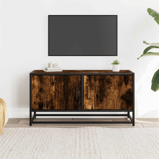 Móvel p TV, Armário de TV 80x34,5x40 cm deriv. madeirametal carvalho fumado