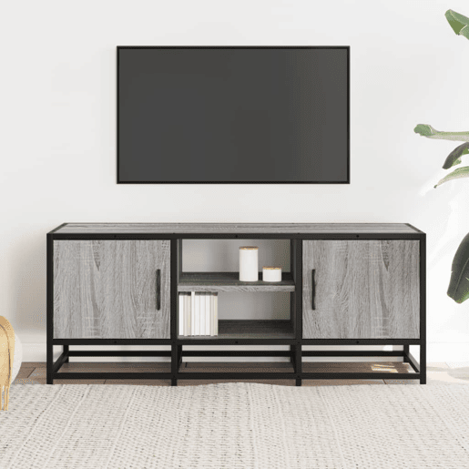 Móvel p TV, Armário de TV 100x35x41cm derivados madeirametal cinzento sonoma