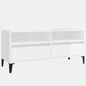 Móvel p TV, Armário de TV 100x34,5x44,5 cm derivados madeira branco brilhante