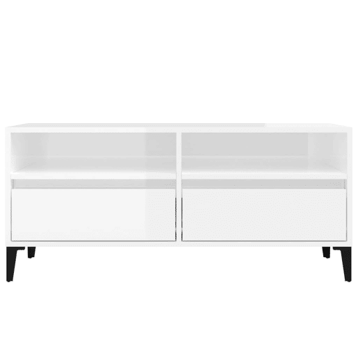 Móvel p TV, Armário de TV 100x34,5x44,5 cm derivados madeira branco brilhante