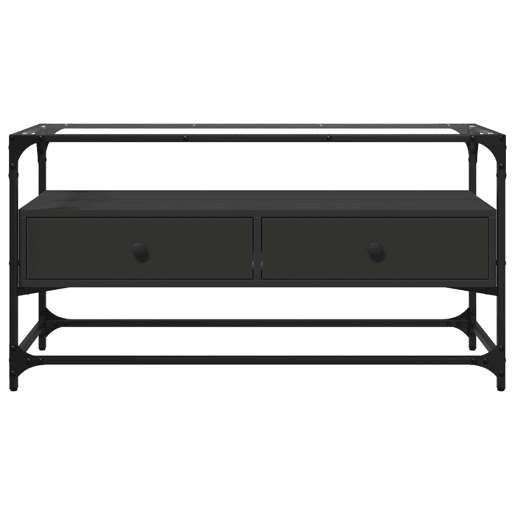 Móvel de TV - Modulo de TV - Armário de TV c tampo vidro 98x35x51 cm derivados madeira preto
