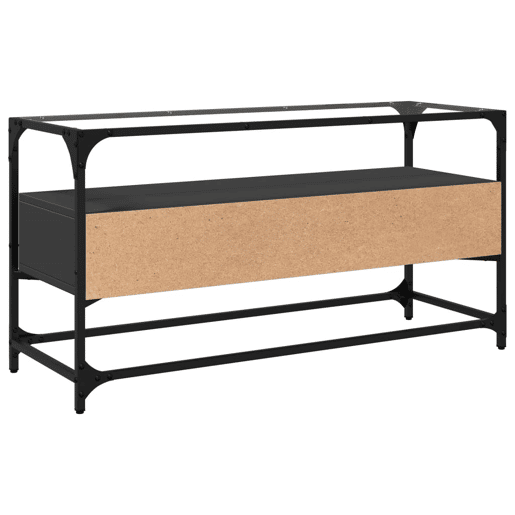 Móvel de TV - Modulo de TV - Armário de TV c tampo vidro 98x35x51 cm derivados madeira preto