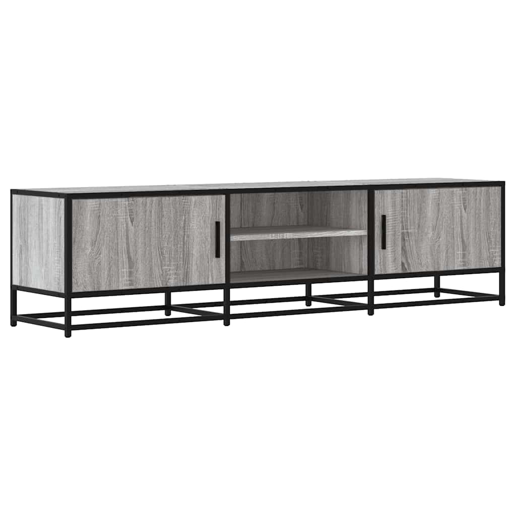mueble tv - mesa de tv metal y madera ingenieria gris sonoma 160x35x41 cm