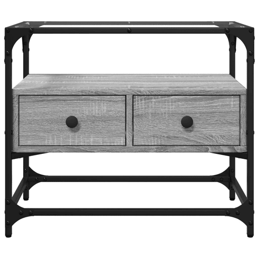 Móvel de TV - Modulo de TV - Armário de TV c tampo de vidro derivados madeira cinzento sonoma