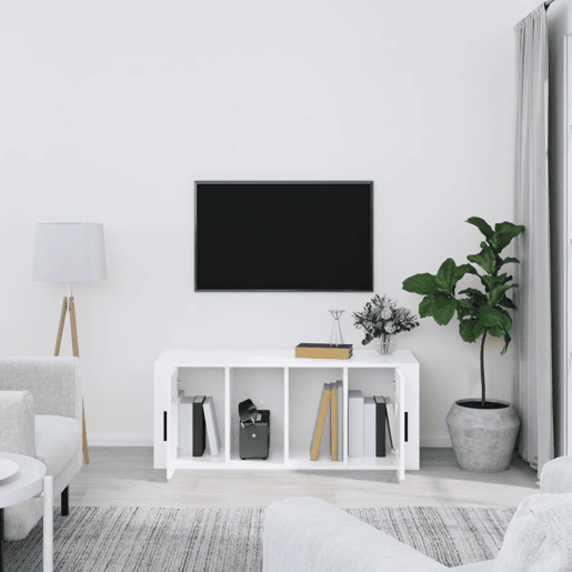 Móvel para TV - Móvel de TV - Armário de TV 100x35x40 cm madeira processada branco brilhante