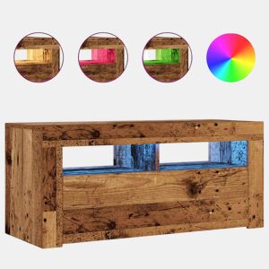 Móvel de TV - Modulo de TV - Armário de TV com luzes LED derivados de madeira madeira velha
