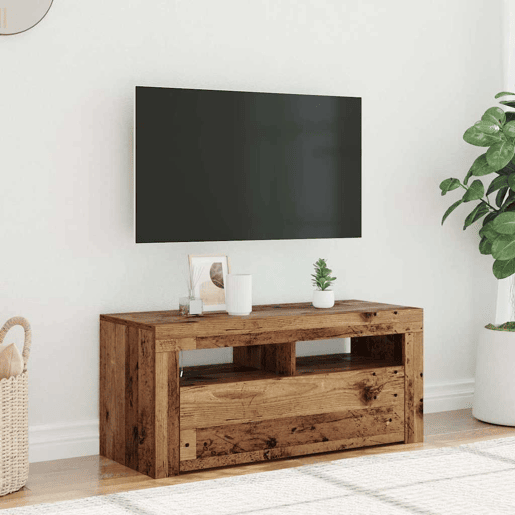 Móvel de TV - Modulo de TV - Armário de TV com luzes LED derivados de madeira madeira velha