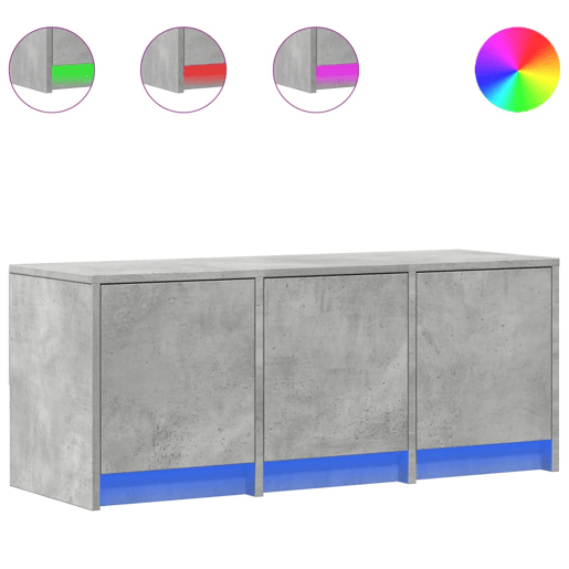 Móvel de TV - Modulo de TV - Armário de TV com luzes LED derivados de madeira cinzento cimento