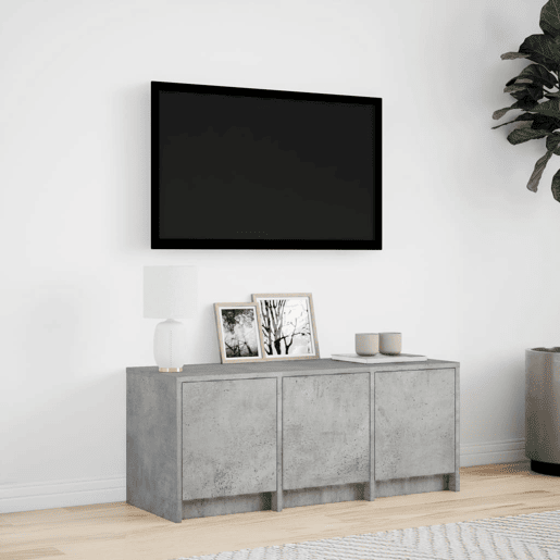 Móvel de TV - Modulo de TV - Armário de TV com luzes LED derivados de madeira cinzento cimento