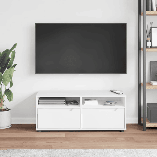 Móvel TV - Modulo de TV - Armário de TV VISNES derivados de madeira branco 100x40x38 cm