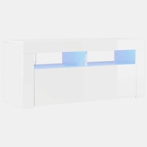 Móvel de TV - Modulo de TV - Armário de TV com luzes LED 90x35x40 cm branco brilhante