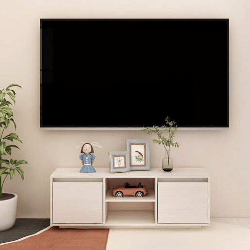 Móvel de TV - Modulo de TV - Armário de TV 110x30x40 cm madeira de pinho maciça branco