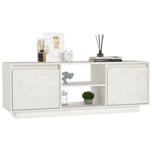 Móvel de TV - Modulo de TV - Armário de TV 110x30x40 cm madeira de pinho maciça branco