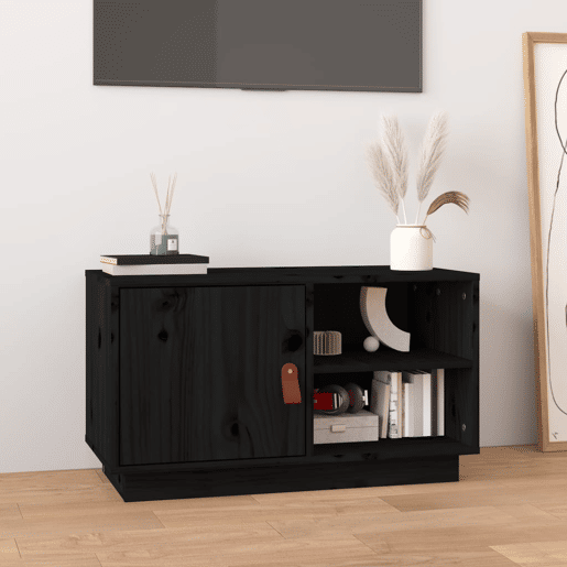 Móvel de TV - Modulo de TV - Armário de TV 70x34x40 cm madeira de pinho maciça preto