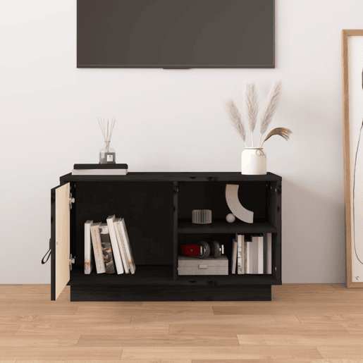 Móvel de TV - Modulo de TV - Armário de TV 70x34x40 cm madeira de pinho maciça preto