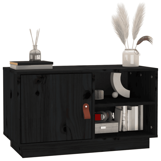 Móvel de TV - Modulo de TV - Armário de TV 70x34x40 cm madeira de pinho maciça preto