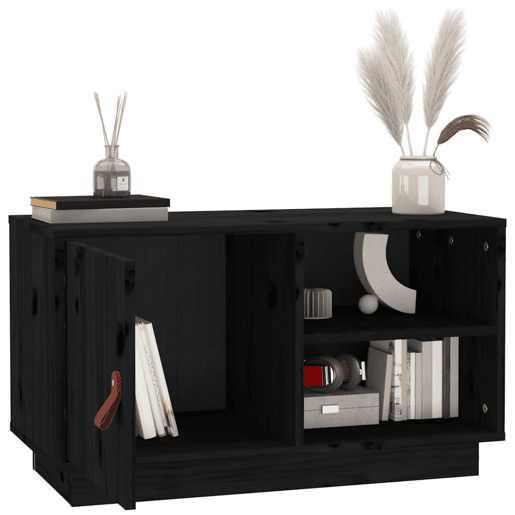 Móvel de TV - Modulo de TV - Armário de TV 70x34x40 cm madeira de pinho maciça preto