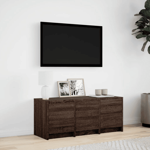 Móvel de TV - Modulo de TV - Armário de TV com luzes LED derivados madeira carvalho castanho
