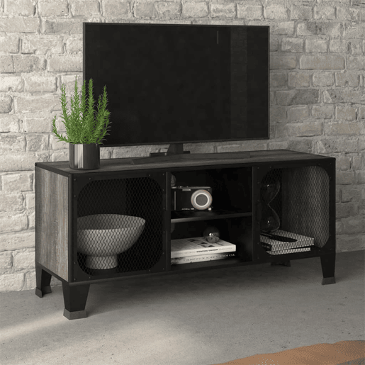 Móvel de TV - Modulo de TV - Armário de TV 105x36x47 cm metal e MDF cinzento