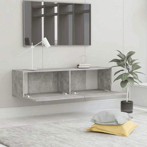 Móvel de TV - Modulo de TV - Armário de TV 120x30x30 cm contraplacado cinzento cimento
