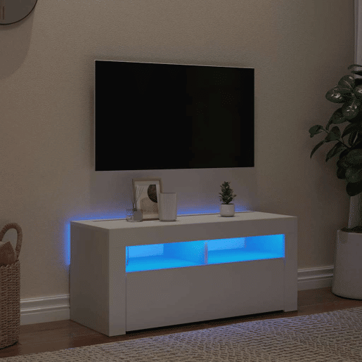 Móvel de TV - Modulo de TV - Armário de TV com luzes LED 90x35x40 cm branco