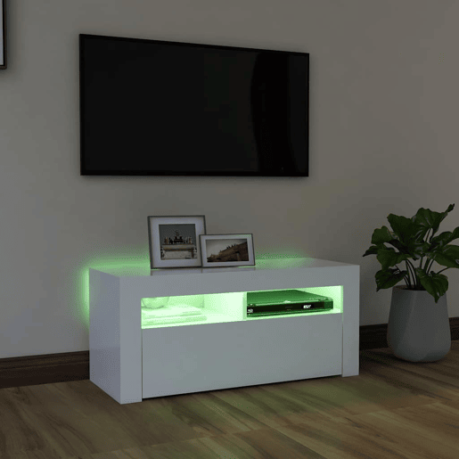 Móvel de TV - Modulo de TV - Armário de TV com luzes LED 90x35x40 cm branco