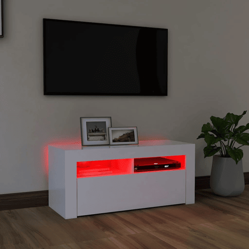 Móvel de TV - Modulo de TV - Armário de TV com luzes LED 90x35x40 cm branco