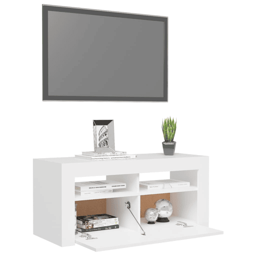 Móvel de TV - Modulo de TV - Armário de TV com luzes LED 90x35x40 cm branco
